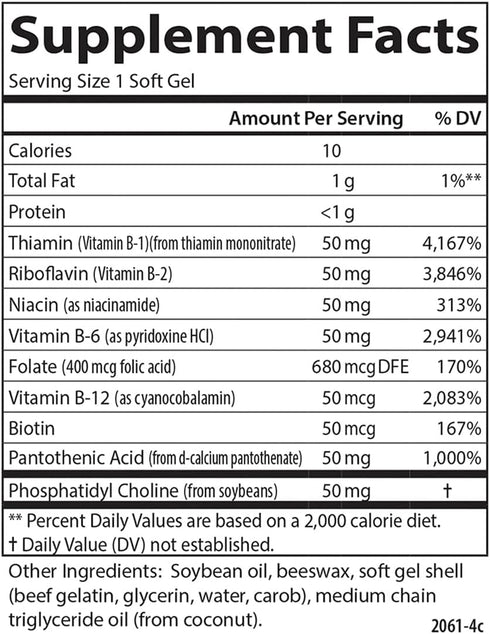 Carlson - B-50 Gels, Vitamin B Complex, Energy Production, Cellular Support & Optimal Wellness, 100 Softgels...