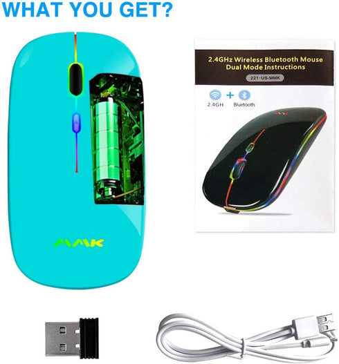 Wireless Bluetooth Mouse for Laptop, Rechargeable Mouse 2.4G USB Optical Wireless Mouse, LED Slim Dual Mode(Bluetooth 5.0 and 2.4G) Wireless Mouse...
