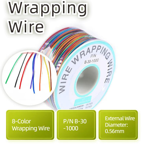 8-Color Electronic Wire DM-30-1000 Wire Wrapping Wire 30 AWG Single Core Wire Circuit Board OK Wire 30 Gauge 250M Tinned Copper Solid Cable P/N PC...