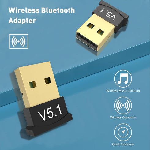 2 Pack Bluetooth 5.1 EDR USB Adapter for PC Receiver - Transmitter for Computer Desktop, Compatible with Laptop, Headset, Speaker, Keyboard, Mouse...