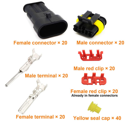 20 Kits 3 Pin Connector Automotive Electrical Connectors Quick Connect 3 Pin Wire Connectors Waterproof Connector 3 Way Wire Connector...