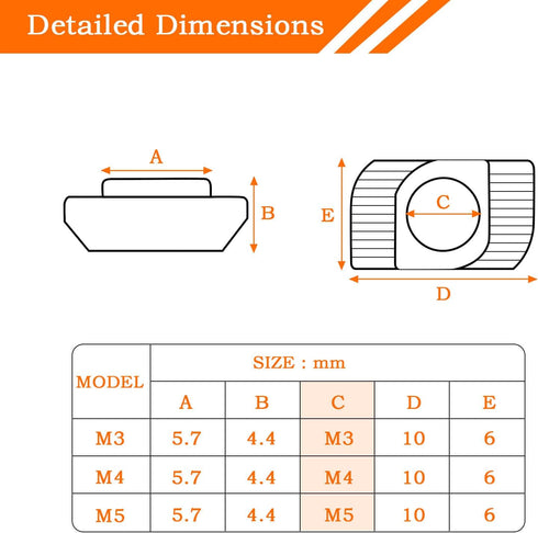 100 PCS M5 T-Nuts, T Slot Nut, T Slot-Nut for 2020 Aluminum Extrusion Profile, 2040 Series, T Track, 3D Printers Accessories...
