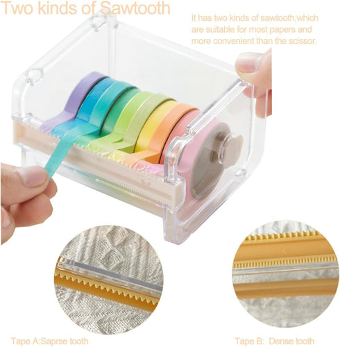 2 Pack Transparent Visible Desktop Washi Masking Tape Dispenser, Multi Tape Cutter,Roll Tape Holder, DIY Sticker Roll Tape Cutter Holder Storage (...