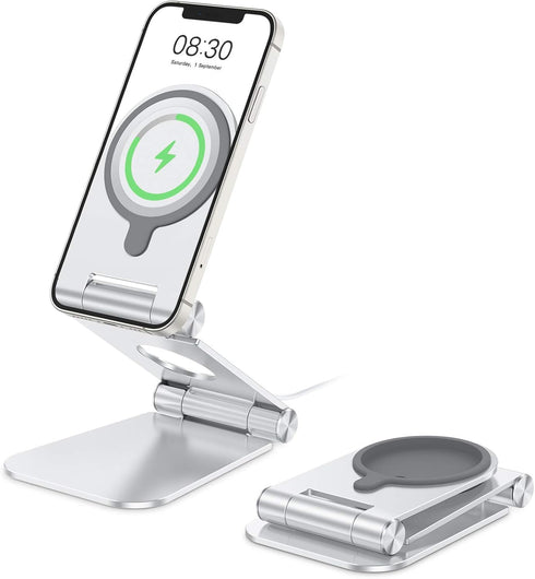 Stand for MagSafe Charger, OMOTON Foldable Phone Stand Holder for MagSafe Accessories, Not Include Charger or Cable, Compatible with iPhone 15/14/...