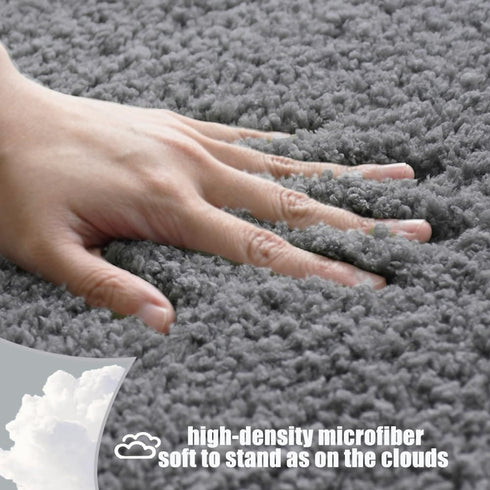 Microfiber 20''x30'' Bath Rug 1 Piece with PVC Non-Slip Backing Bath Mat Set,Machine Washable Water Absorb Bathroom Rug Set,Grey...
