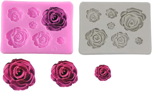 2PCS Rose Flowers silicone molds Cake Chocolate Mold wedding Cake Decorating Tools Fondant Sugarcraft Cake Molds...