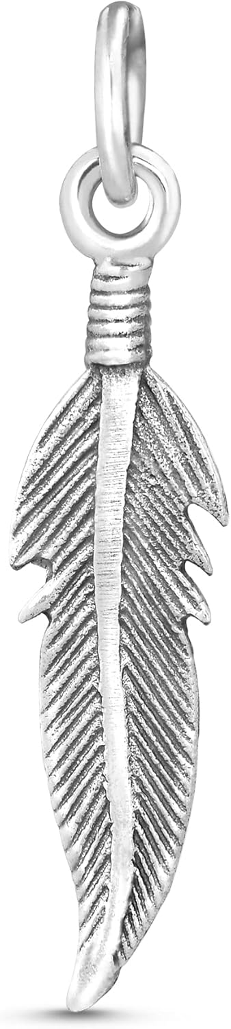 AeraVida Tribal Feather .925 Sterling Silver Pendant...