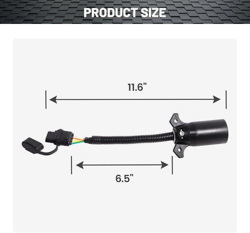 Oyviny 7 Way Blade to 4 Way Flat Trailer Adapter, Single-Function 7 Way Round to 4 Pin Trailer Wiring Connector 11.6 Inches...