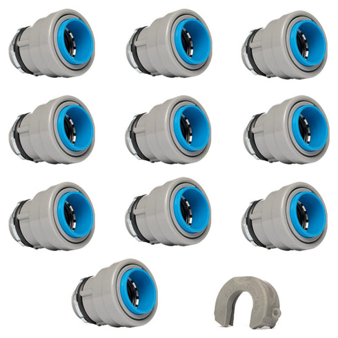 QuickFitting 1/2 inch Junction Box Connector | Push Install PVC Electrical Conduit Fitting | for Rigid Sch 40 and Sch 80 PVC Conduit | 10-Pack Liq...