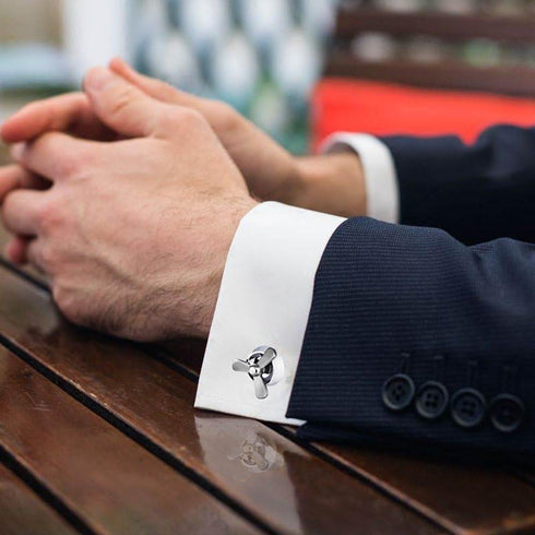 Propeller Cufflinks Set, BagTu Airplane Propeller Set, 2pcs Plane Aircraft Fan Blade Cufflinks with Gift Box and 1pc Greeting Card...