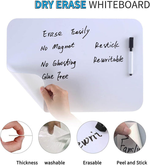 12 x 8 Inch Magnetic White Dry Erase Board for Fridge, A4 Small Chalkboard Magnet White Board Refrigerator Whiteboard Sheet with 3 Markers and Big...