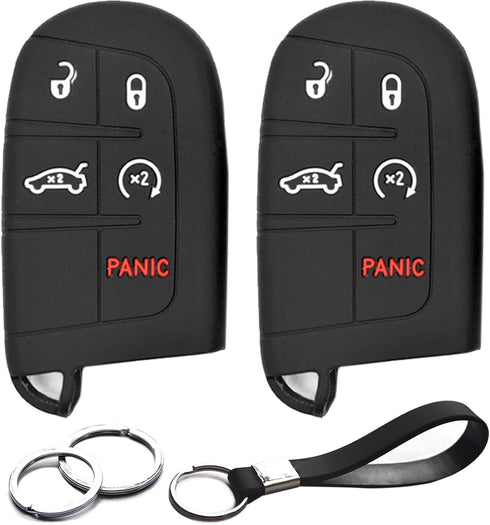 2pcs Compatible with Dodge Durango Challenger Charger Hornet Jeep Compass Grand Cherokee WK Ram Promaster 1500 2500 3500 Chrysler 300 Black Key Fo...