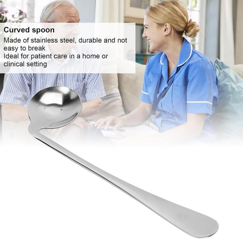 Curved Spoon,ANGGREK Curved Spoon Angled Spoon Stainless Curved Self FeedingAdaptive Utensil for Parkinsons or Elderly Use(Left Hand)...
