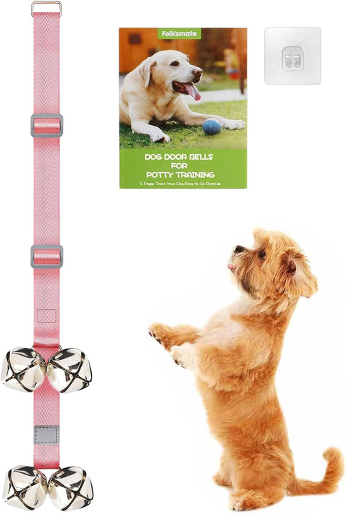 FOLKSMATE Dog Doorbells for Potty Training, Buckle Adjustable Puppy Dog Door Bells with Extra Loud Bells for Dogs Training, Housebreaking, Door Kn...