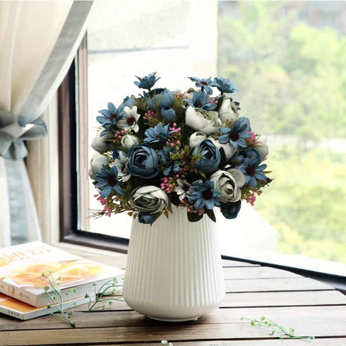 CATTREE Artificial Peony Bud Mixed Flowers, 4pcs Plastic Plants Silk Fake Flowers Bouquet Bridal Home Garden Office Kitchen Bathroom Table Centerp...