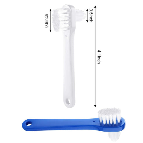Denture Brush Dual Head Toothbrushes Hard Denture Cleaning Brush Denture Toothbrush Cleaning Brush False Teeth Brush Toothbrush for False Teeth Cl...