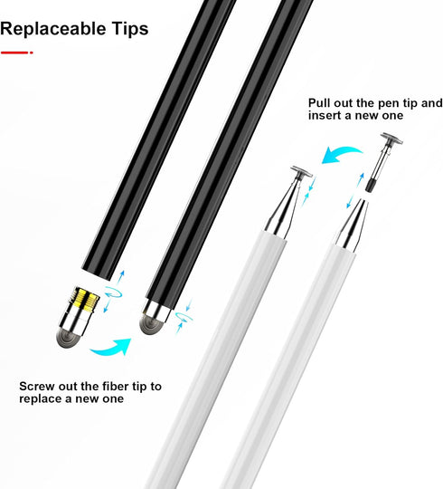 Stylus Pens for Touch Screens, Capacitive Pen High Sensitivity Disc Tip, Magnetism Cover Cap, Universal for Apple/iPhone/iPad pro/Mini/Air/Android...