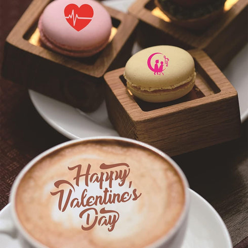 46 Coffee Stencils + 2 Steel Mesh Powder Shaker, Magnoloran Valentine's Day Stencils Cookies Baking Painting Mold Barista Templates for Dessert Cu...