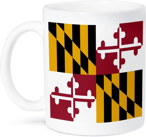 3dRose (mug_158370_1) State Flag of Maryland - US American - Heraldic banner of George Calvert 1st Baron Baltimore America - Ceramic Mug, 11-ounce...
