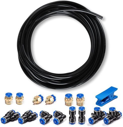 Pneumatic Tubing Black PU Air hose Pipe Tube Kit 6mm OD 4mm ID 39.4ft/12 Meter for Air Line or Fluid Transfer…...