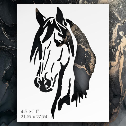 Horse Head Stencil Template Reusable 8.5 x 11" Inches for Painting on Walls, Wood, Glass, Any Surface, Scarpbooking, Graffity, Arts and Crafts, DI...