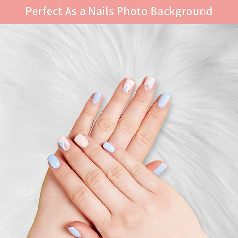 12’’ Small Faux Fur Sheepskin Cushion Soft Plush Area Rug, White Photo Background for Small Product Desktop Photography, Jewelry, Watches, Cosmeti...