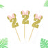 Morndew 24 PCS Gold Pink Glitter Number 2 Cupcake Toppers for Baby Girl Second Birthday Party Wedding Party Decorations...