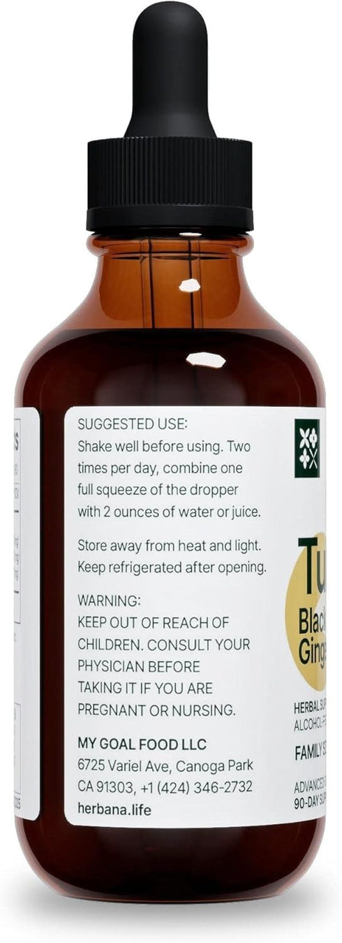 Turmeric 3-in-1 Liquid Extract 4 fl oz - Curcumin & Ginger, Black Pepper - Natural Herbal Supplement - Joints & Muscle Support Drops - Immune and ...