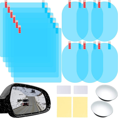Boao 16 Pieces Car Waterproof Film Anti Rain Mirror Film Waterproof Car Blind Spot Side View Mirror Film Frameless Convex Rear View Mirror Rainpro...