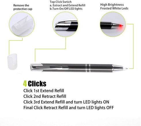 Pen with Light, Light Up Ballpoint Pen, Bright Lighted Pens for Writing in the Dark Led Light Flashlight Nurses Pen with Light Tip 1 Pack Penlight...