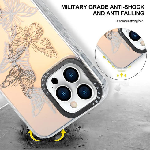 Compatible iPhone 12 Pro Max Black and White Butterfly Case Translucent Frosted Laser?High Grade TPU and Hard PC Case Unique Butterfly Print Patte...