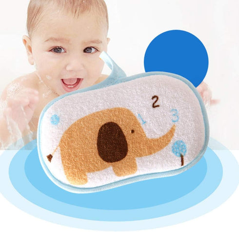 Lurrose 3PCS Baby Bath Sponge Cartoon Elephant Soft Cotton Scrubber Bath Brush Rubbing Towel for Toddler Infant (Mixed Color)...