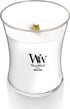 WoodWick Medium Hourglass Candle White Teak - Premium Soy Blend Wax Pluswick Innovation Wood Wick Made in USA...