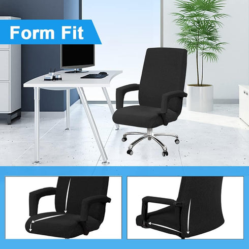 Stretch Office Chair Seat Covers with Armrest Sleeve, Jacquard Pattern High Back Computer Chair Slipcovers Removable Stretchable Covers Armchair C...