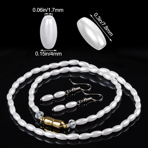PAGOW 2000pcs Oat Rice Beads, 4 x 8mm White Pearl Beads for Jewelry Making (0.15 x 0.3 inch)...