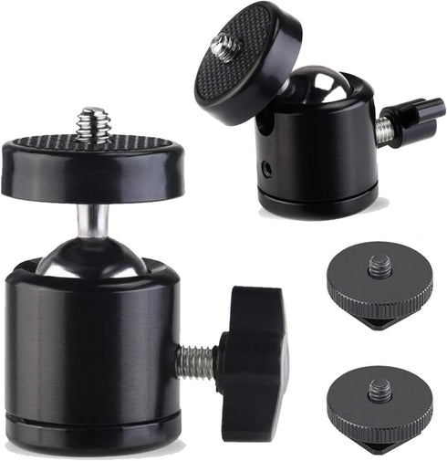 Universal 1/4" Swivel Mini Ball Head Screw Tripod Mount with Hot Shoe?2 Pack?, Eszkozta 360 Degree Rotating Mount Base Adapter for DSLR Cameras HT...