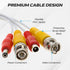 20FT White Premade BNC Video Power Cable Extension Wire for CCTV, Security Camera, DVR, Surveillance System, All in One Plug & Play Cord...