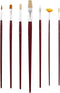 U.S. Art Supply 12-Piece Long Handle Nylon Hair & Bristle Artist Paint Brush Variety Set Red Handle...