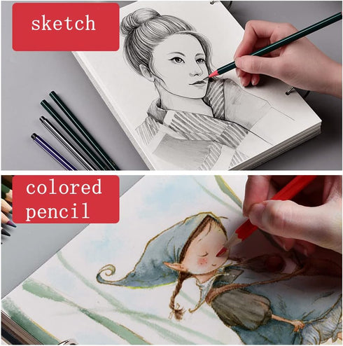 jooact Spiral Bound Hardcover Sketchbook 160GSM Thick Paper 120 Pages(60 Sheets) Sketchpad Artistic Drawing Painting Writing Paper for Kids Adults...