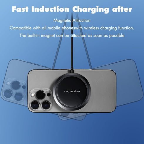Wireless Charger with Fast Charging Capability,Compatible with iPhone and Samsung Galaxy S24, Google Pixel 8 | iPhone Charger Pad with Finger Ring...