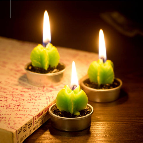Swpeet 12Pcs Decorative Succulent Cactus Tealight Candles Kit, Cute Smokeless Succulent Plants Perfect for Candles Festival Wedding Props and Hous...