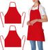 2 Pack 3 Pockets 100% Cotton Adjustable Bib Apron Chef Kitchen Cooking Aprons for Women Men, Red...