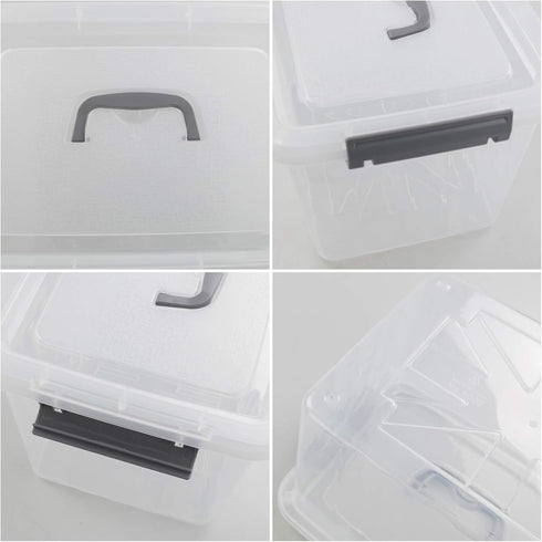 4-Pack Clear Plastic Storage Latch Box with Lids, 10 L...