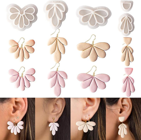 4 Pcs Flowers Shape Polymer Clay Cutters,Floral Petal Polymer Clay Earrings Polymer Clay Molds Clay Cutter Mix Flower Floral Clay Earring Cutters ...