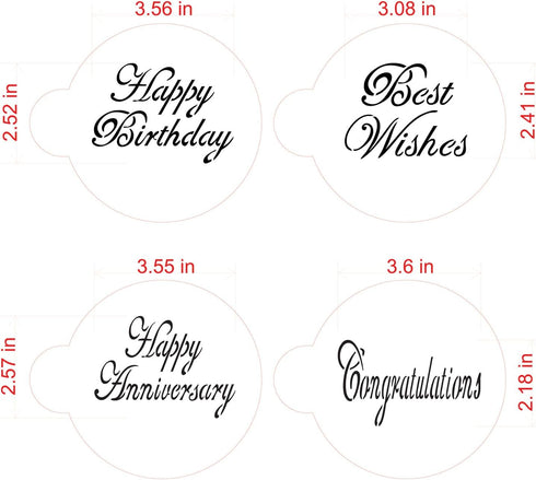 Designer Stencils Script Celebration Cake Stencils Set, Beige/Semi-Transparent...