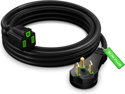 Maximm Flat Plug Extension Cord 6 ft with Slim Space-Saving Plug Design, Low Profile Extension Cord 14AWG (Black)...