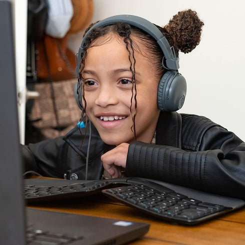 JLab JBuddies Learn On-Ear Kids Headphones, Retractable Boom Mic, Built-in Volume Regulators for Safety, Folding, Adjustable, Great for Schooling ...