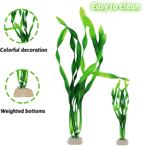 Artificial Aquarium Plants, 16pcs Fish Tank Decor Green Plants Artificial Aquarium Decorations for Fish Tanks (Green)...