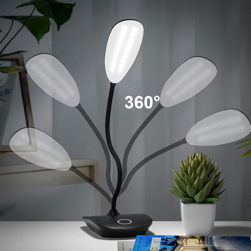 DEEPLITE Battery Operated Desk Lamp, LED Desk Light 3 Lighting Modes Stepless Dimming, Table Lamp 5W Touch Control Eye Caring, Flexible Gooseneck,...