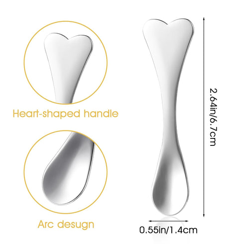 Metal Makeup Spatula 4 Pieces Facial Massage Scoop Mini Beauty Spoons Heart-shaped Skincare Applicator Brush Reusable Cosmetic Tools for Face Mask...